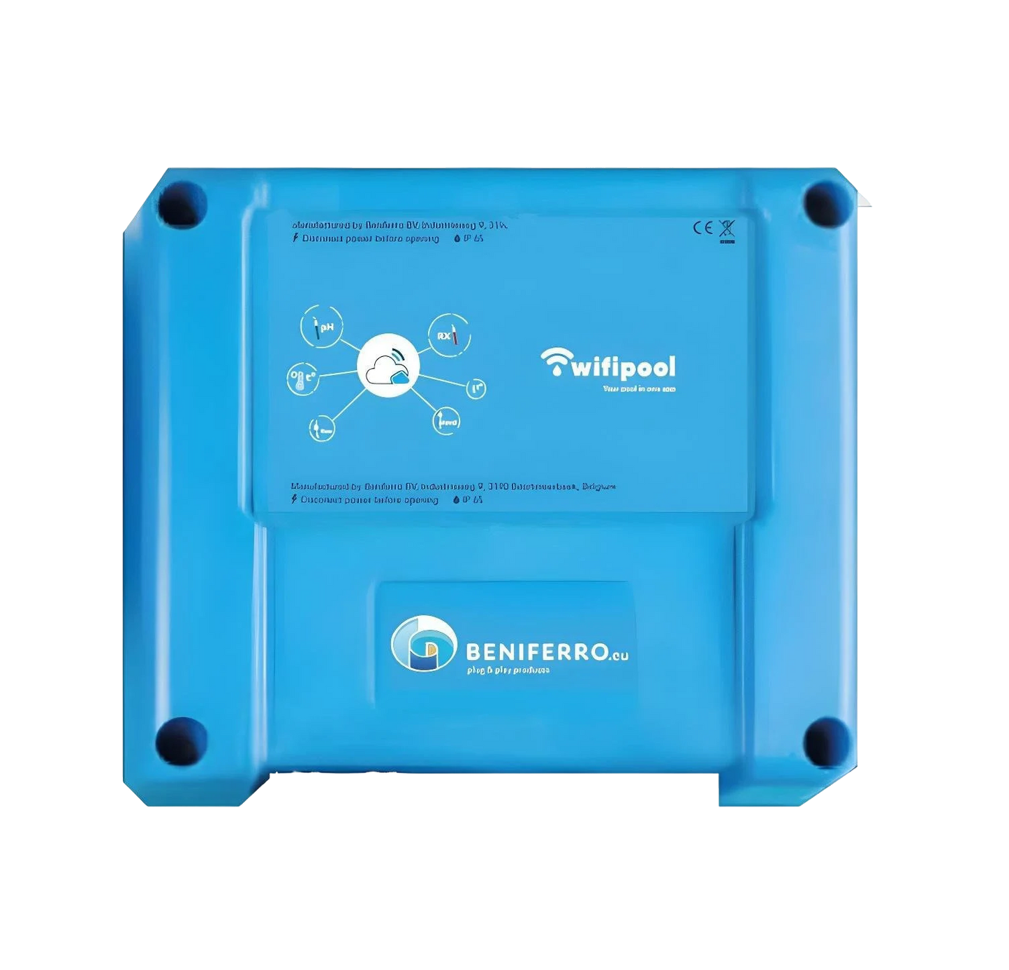 WiFiPOOL Connect-PRO meet- en stuureenheid - uitbreidbaar met pH, RX, 3x temperatuur-, flow-, 3x niveau-, druk- en conductiviteitsmeting - Ethernetaansluiting  + 4 stekkers