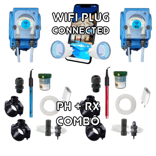 WiFiPOOL UNO-P pH + RX doseerpompen - complete installatiekit - zwembad tot 150m³